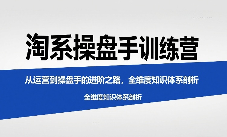 淘系操盘手训练营,从运营到操盘手的进阶之路,全维度知识体系剖析-赛德副业库