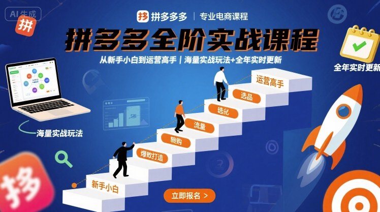 拼多多全阶实战课程，从新手小白到运营高手，海量实战玩法+全年实时更新【2025年9月更新】-赛德副业库