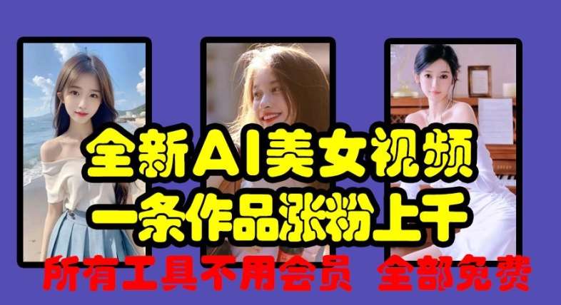 全新AI美女视频，一条作品涨粉上千，所有工具不用会员，全部免费-赛德副业库