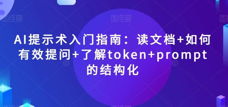 AI提示术入门指南：读文档+如何有效提问+了解token+prompt的结构化【揭秘】-赛德副业库
