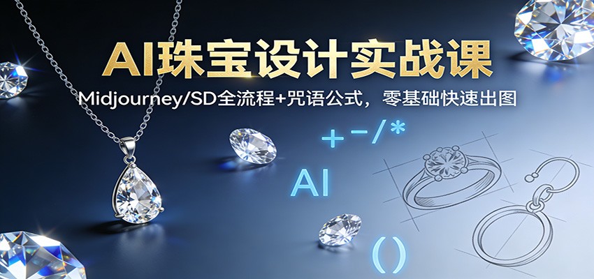 AI珠宝设计实战课:Midjourney/SD全流程+咒语公式,零基础快速出图-赛德副业库