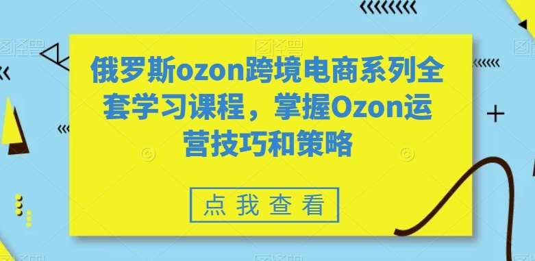 俄罗斯ozon跨境电商系列全套学习课程，掌握Ozon运营技巧和策略-赛德副业库