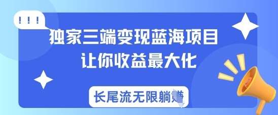 独家三端变现蓝海项目,让你收益最大化,长尾流无限躺挣-赛德副业库