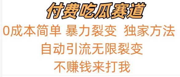 吃瓜付费赛道，暴力无限裂变，0成本，实测日入700+！！！-赛德副业库
