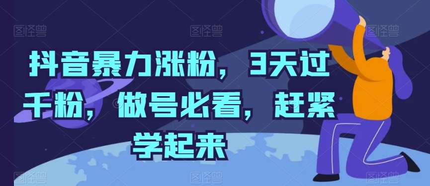 抖音暴力涨粉，3天过千粉，做号必看，赶紧学起来【揭秘】-赛德副业库