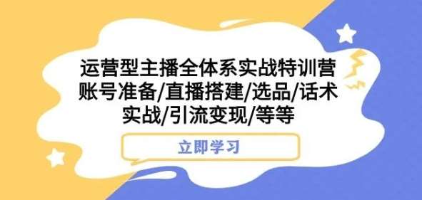 运营型主播全体系实战特训营，账号准备/直播搭建/选品/话术实战/引流变现/等等-赛德副业库