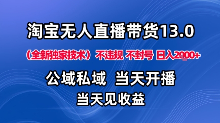 淘宝无人直播13.0，公域私域技术，不封号，不违规布局下半年旺季赛道，日入1K+（独家技术）【揭秘】-赛德副业库