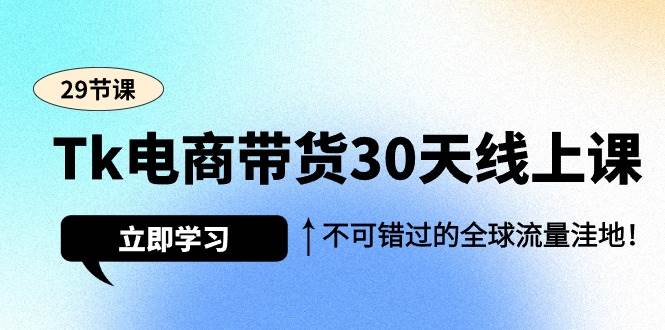 （9463期）Tk电商带货30天线上课，不可错过的全球流量洼地（29节课）-赛德副业库
