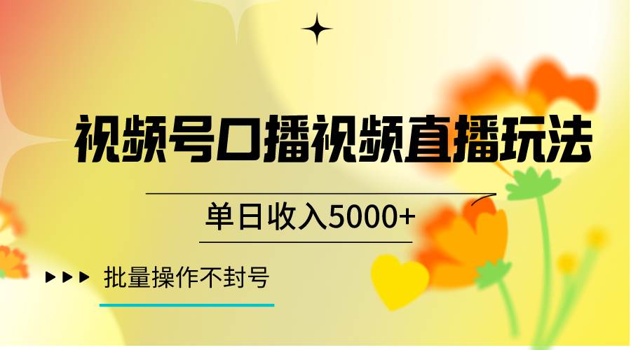 视频号口播视频直播玩法单日收入5000+，一种可以单号持续操作的玩法-赛德副业库