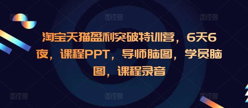 淘宝天猫盈利突破特训营，6天6夜，课程PPT，导师脑图，学员脑图，课程录音-赛德副业库