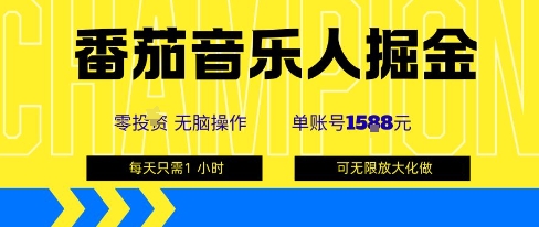 番茄音乐人掘金,单账号最高可撸1k+,可无限矩阵去做,零投入-赛德副业库