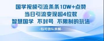 国学视频引流条条10W+点赞当日引流变现超4位数-赛德副业库