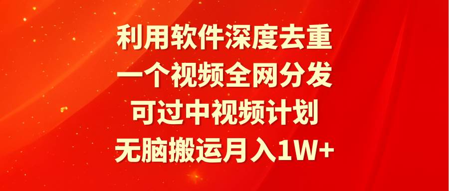 （9224期）利用软件深度去重，一个视频全网分发，可过中视频计划，无脑搬运月入1W+-赛德副业库