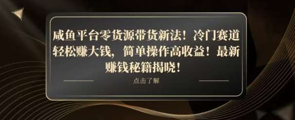 咸鱼平台零货源带货新玩法！平板冷门赛道轻松赚大钱，简单操作高收益【揭秘】-赛德副业库