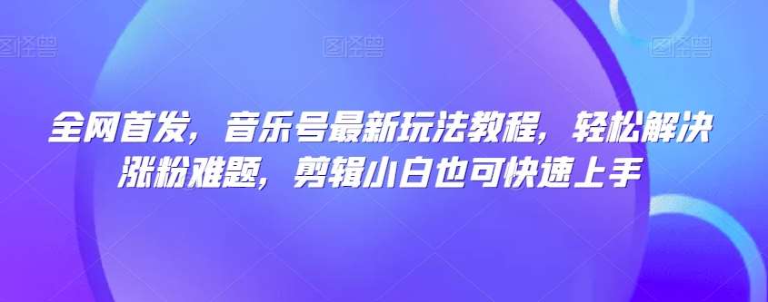 全网首发，音乐号最新玩法教程，轻松解决涨粉难题，剪辑小白也可快速上手-赛德副业库