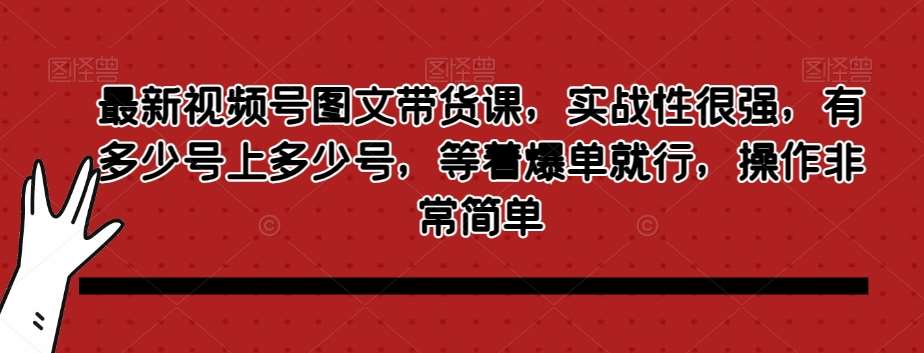 最新视频号图文带货课，实战性很强，有多少号上多少号，等着爆单就行，操作非常简单-赛德副业库