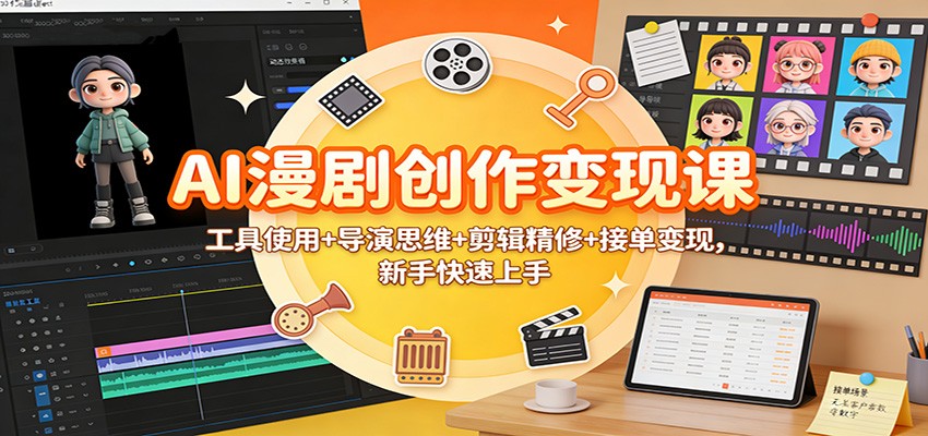 AI漫剧创作变现课:工具使用+导演思维+剪辑精修+接单变现,新手快速上手-赛德副业库