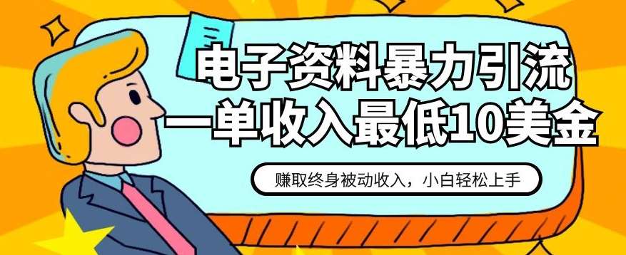 电子资料暴力引流，一单最低10美金，赚取终身被动收入，保姆级教程【揭秘】-赛德副业库
