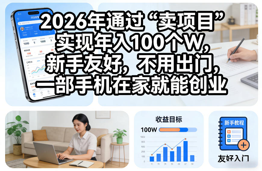 2026年通过“卖项目”实现年入100个W,新手友好,不用出门,一部手机在家就能创业【揭秘】-赛德副业库
