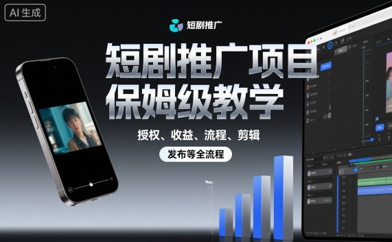 短剧推广项目保姆级教学，授权、收益、流程、剪辑，发布等全流程-赛德副业库