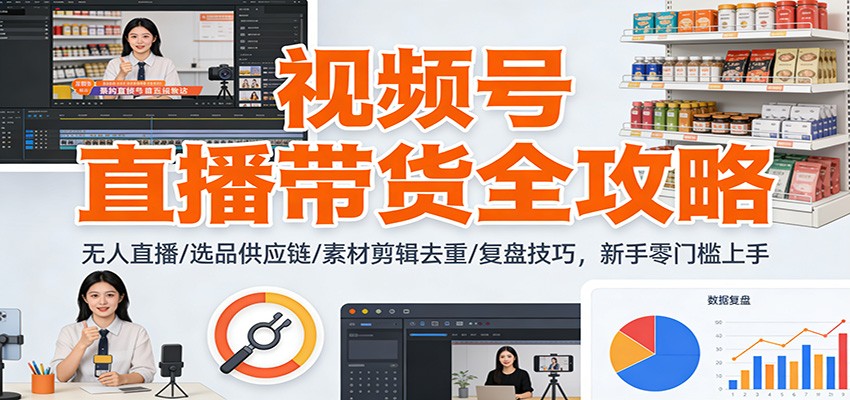 视频号直播带货全攻略:无人直播/选品供应链/素材剪辑去重/复盘技巧,零门槛上手-赛德副业库