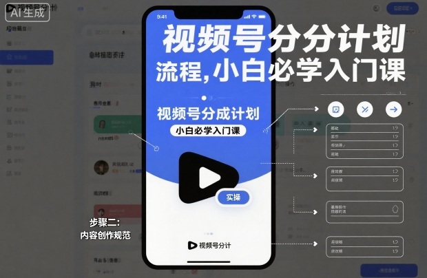 视频号分成计划实操流程，小白必学入门课-赛德副业库