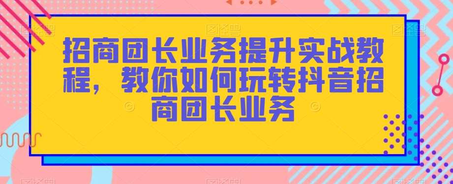 招商团长业务提升实战教程，教你如何玩转抖音招商团长业务-赛德副业库