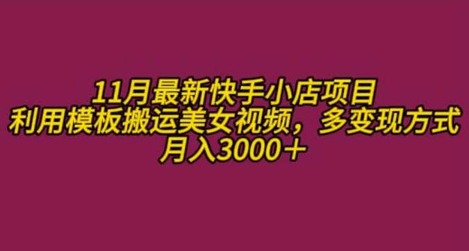 11月K总部落快手小店情趣男粉项目，利用模板搬运美女视频，多变现方式月入3000+-赛德副业库