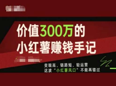 价值300万的小红书赚钱手记，变现高、链路短、轻运营，这波“小红薯风口”不能再错过-赛德副业库