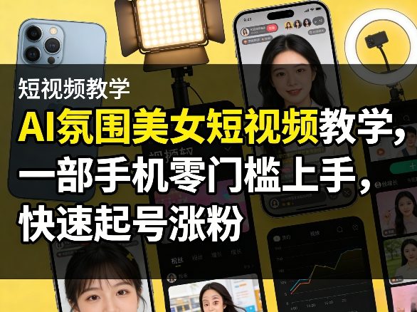 AI氛围美女短视频教学，一部手机零门槛上手，快速起号涨粉-赛德副业库