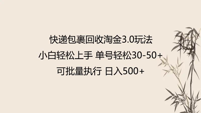 快递包裹回收淘金3.0玩法 无需任何押金 小白轻松上手-赛德副业库