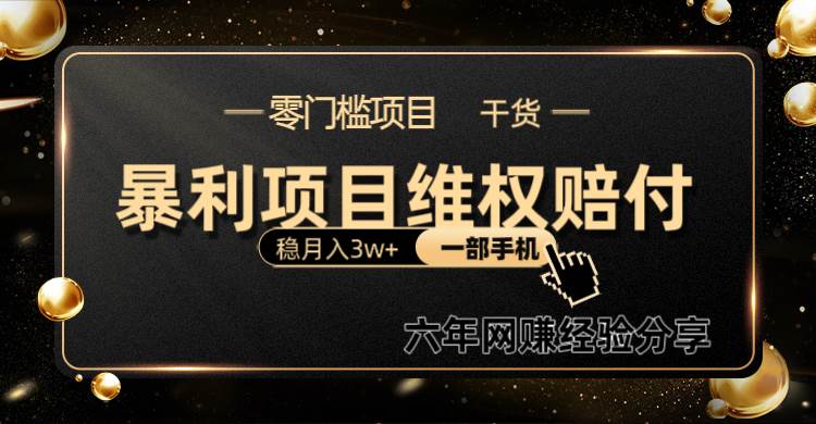 暴利项目线上维权赔付小白月入3w+一部手机改变思维不用剪辑写文案-赛德副业库