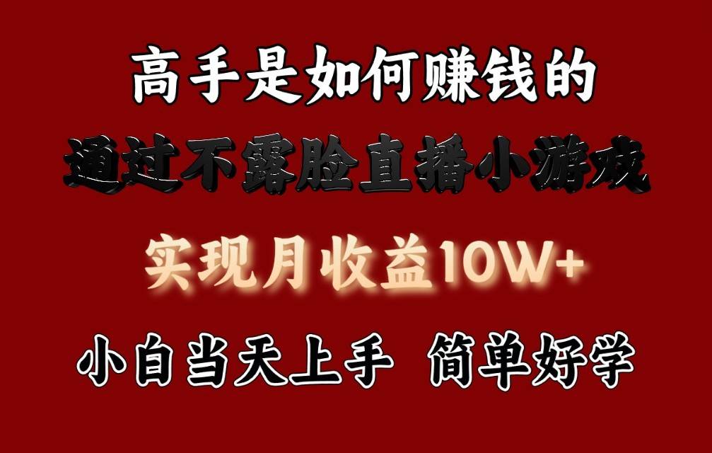 每天收益3800+，来看高手是怎么赚钱的，新玩法不露脸直播小游戏，小白当天上手-赛德副业库