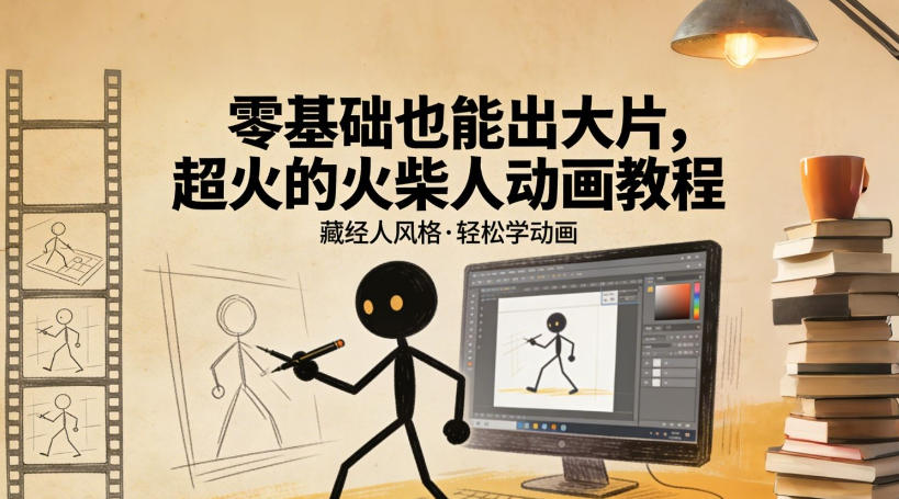 零基础也能出大片，超火的火柴人动画教程（藏经人风格）-赛德副业库