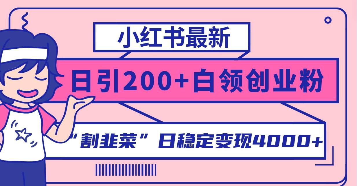 （8052期）小红书最新日引200+创业粉”割韭菜“日稳定变现4000+实操教程！-赛德副业库