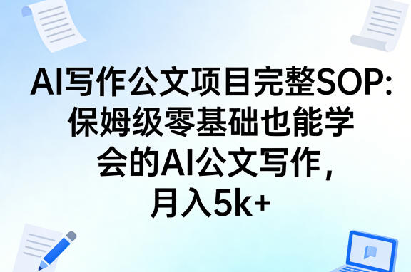 AI写作公文项目完整SOP，保姆级零基础也能学会的AI公文写作，月入5k+-赛德副业库