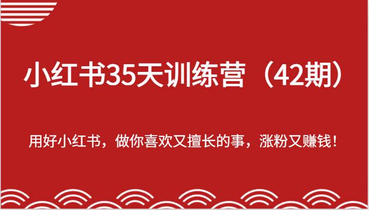 小红书35天训练营（42期）-用好小红书，做你喜欢又擅长的事，涨粉又赚钱！-赛德副业库