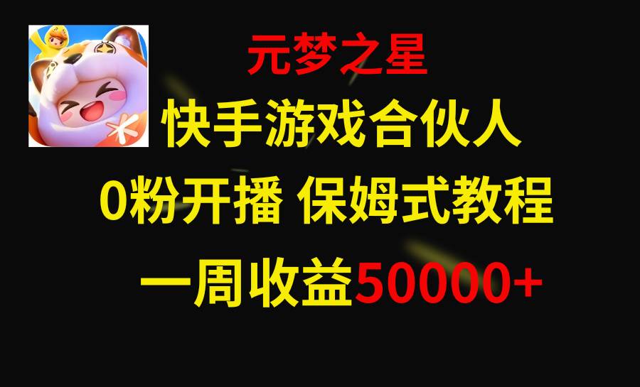 （8373期）快手游戏新风口，元梦之星合伙人，一周收入50000+-赛德副业库