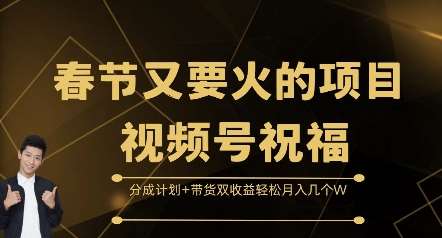 春节又要火的项目视频号祝福,分成计划+带货双收益,轻松月入几个W【揭秘】-赛德副业库