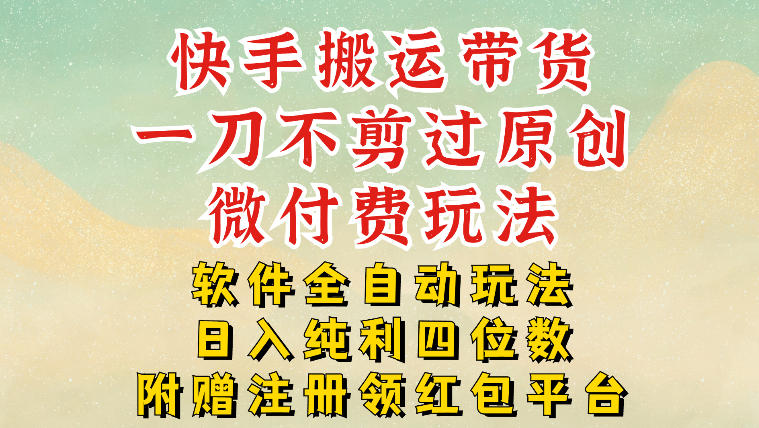 快手搬运带货，一刀不剪过原创，微付费玩法，软件全自动玩法，日入纯利四位数【揭秘】-赛德副业库