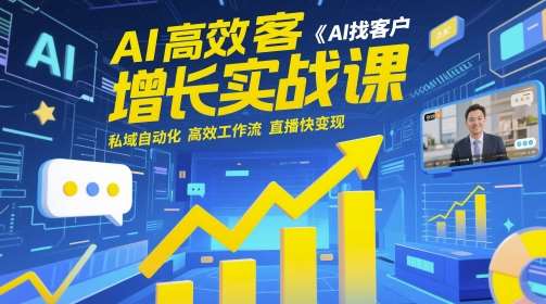 AI高效获客增长实战课，​AI找客户 私域自动化 高效工作流 直播快变现-赛德副业库