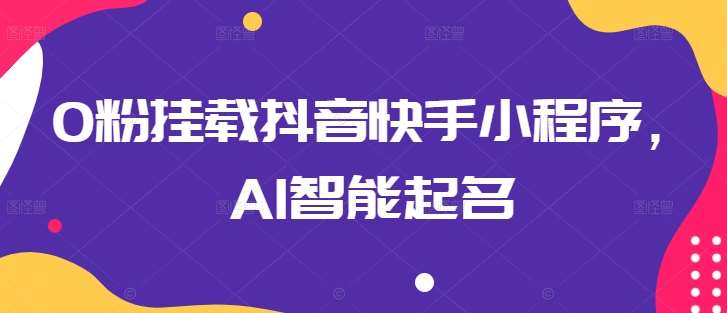 0粉挂载抖音快手小程序，AI智能起名-赛德副业库