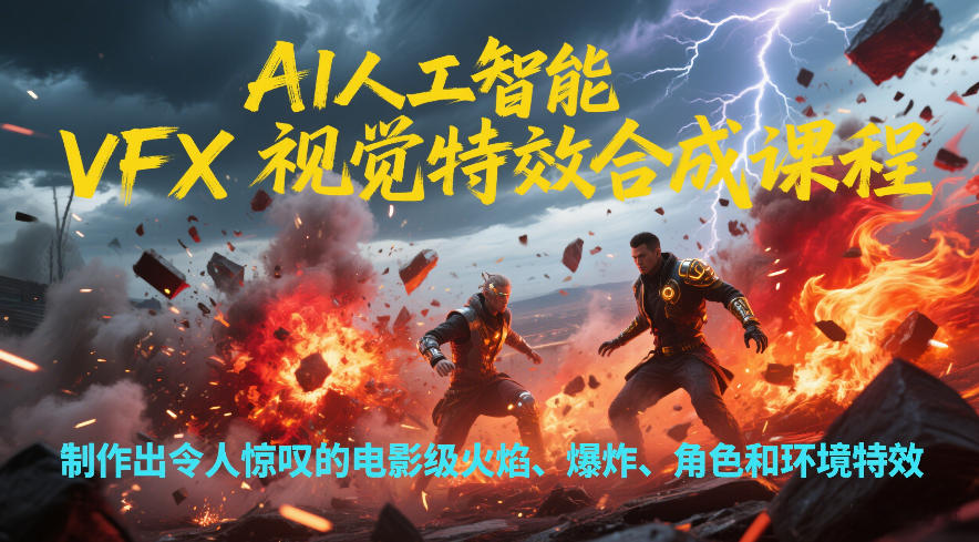 AI人工智能VFX视觉特效合成课程,制作出令人惊叹的电影级火焰、爆炸、角色和环境特效-赛德副业库