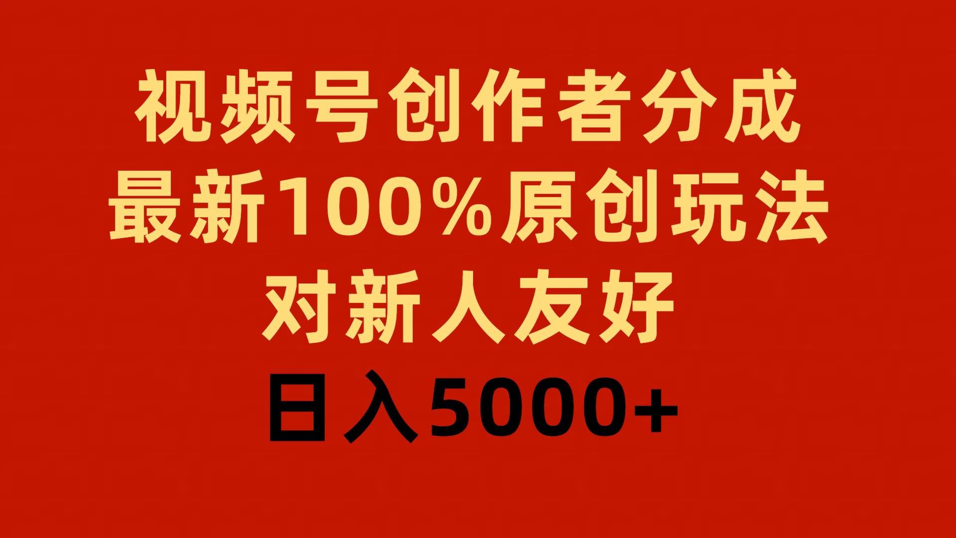 （9477期）视频号创作者分成，最新100%原创玩法，对新人友好，日入5000+-赛德副业库