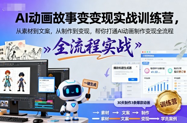 AI动画故事变现实战训练营，从素材到文案，从制作到变现，帮你打通AI动画制作变现全流程-赛德副业库