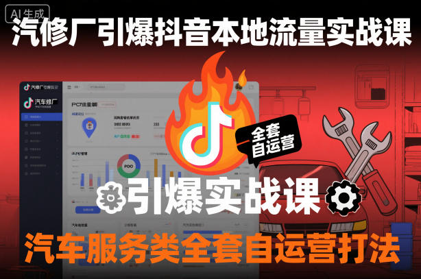 汽修厂引爆抖音本地流量实战课，汽车服务类全套自运营打法-赛德副业库