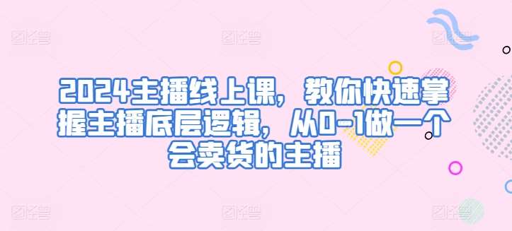 2024主播线上课，教你快速掌握主播底层逻辑，从0-1做一个会卖货的主播-赛德副业库
