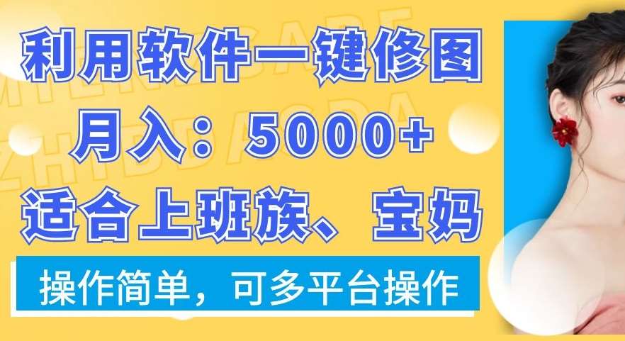 利用软件一键修图月入5000+,适合上班族、宝妈,操作简单,可多平台操作【揭秘】-赛德副业库