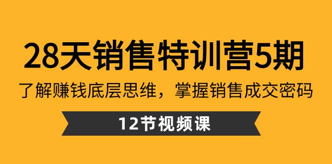 （8659期）28天·销售特训营5期：了解赚钱底层思维，掌握销售成交密码（12节课）-赛德副业库