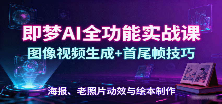 即梦AI全功能实战课：图像视频生成+首尾帧技巧，海报、老照片动效与绘本制作-赛德副业库